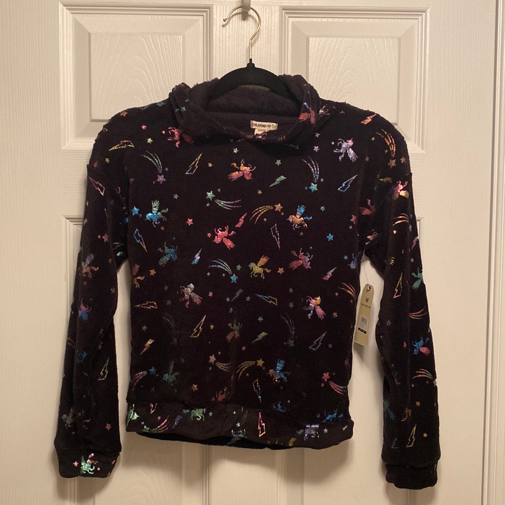 Brand New One Step Up Black Unicorn Hoodie